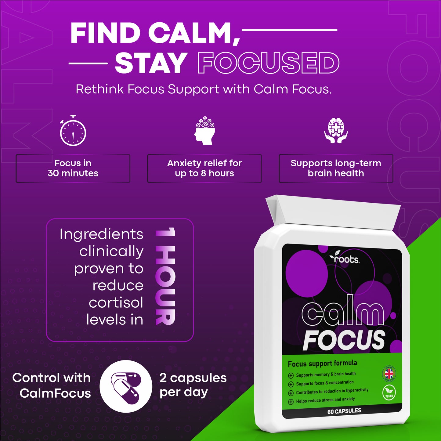 Calm Focus ADHD Supplement - 1 Month Supply